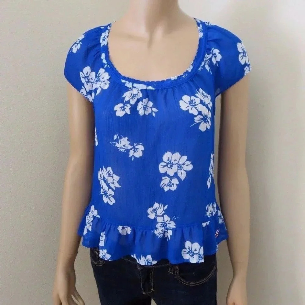 NEW Hollister Floral Sheer Top Size XS Shirt